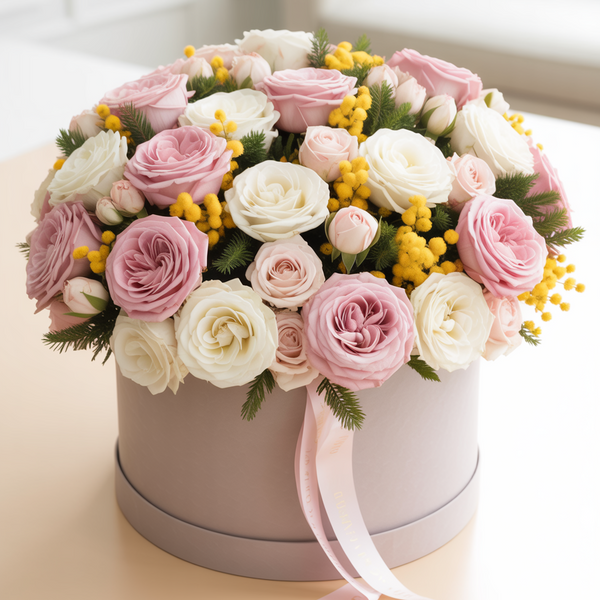 DIVINE BLOSSOM – Pink, White and Mimosa Flower Box