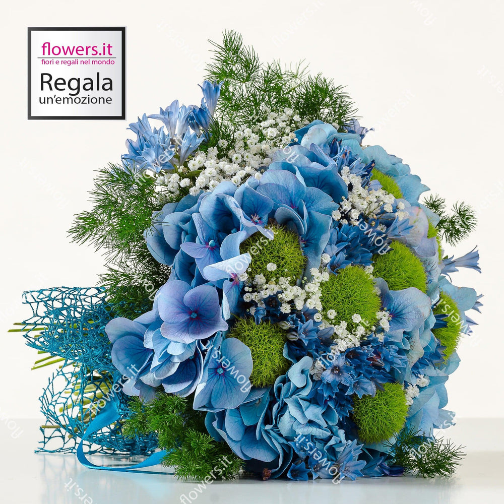 Bouquet di fiori di ortensia celesti/bianchi/rosa. | Consegna Fiori a Domicilio per Compleanni, Compleanno, Festa della Mamma, Laurea, Nascita, Nascite, Pasqua, Primavera, PRIMAVERA ESTATE