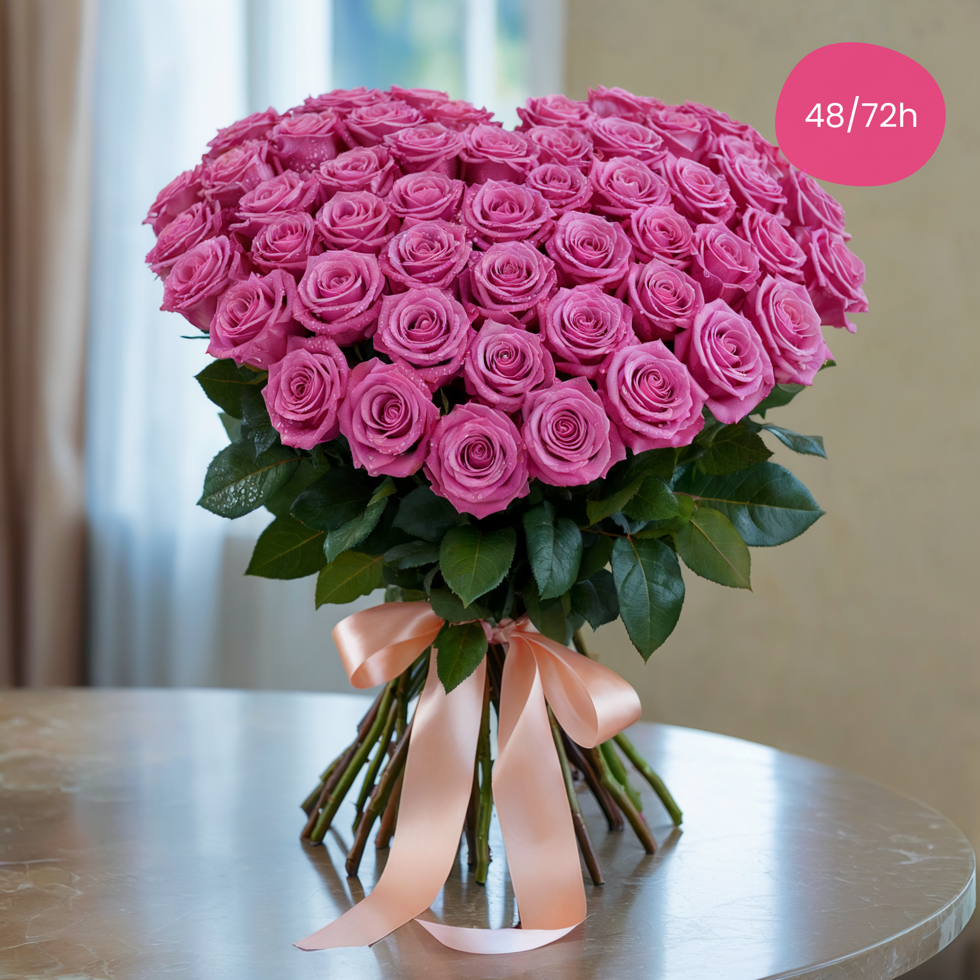 CUOR DI ROSA – Maxi Fascio di Rose a Forma di Cuore (Colore a Scelta)