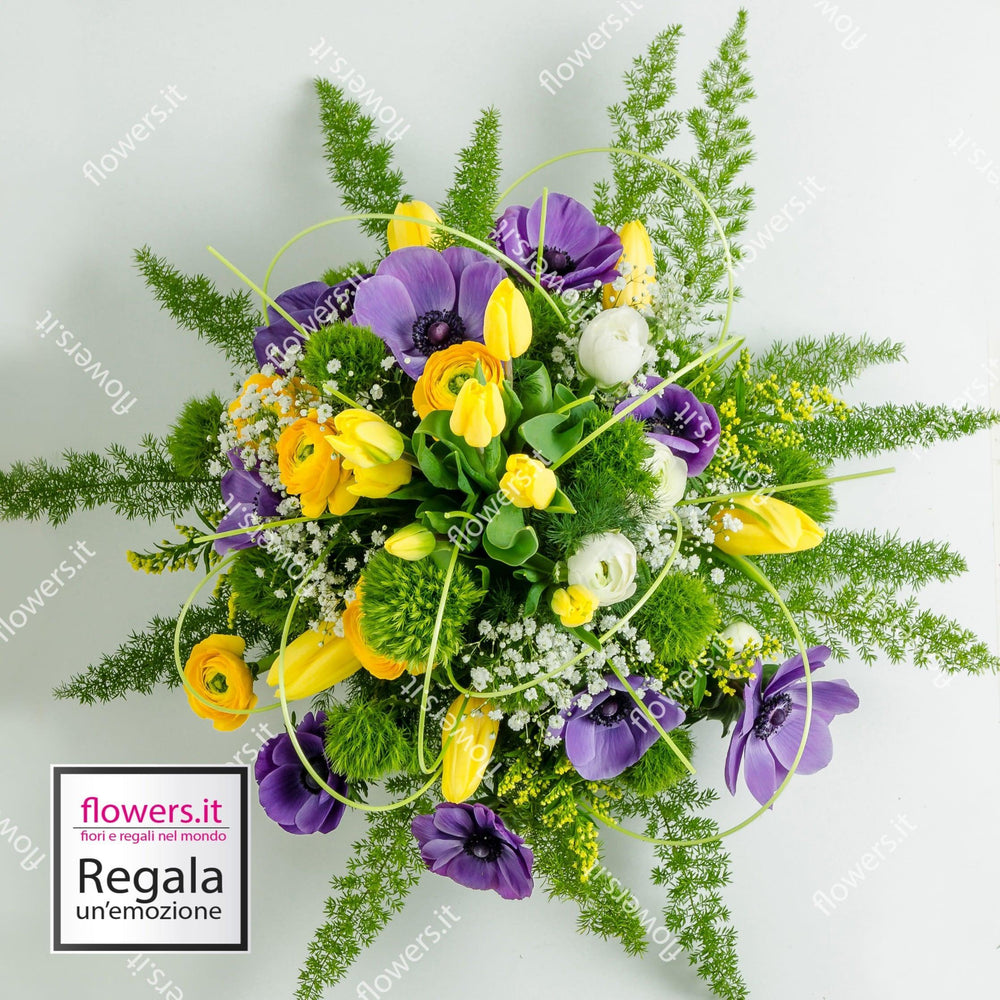 Ciotola con anemoni, tulipani e ranuncoli. | Consegna Fiori a Domicilio per Compleanni, Festa del Papà, Festa della Donna, Festa della Mamma, MATRIMONIO, Pasqua, Primavera, TUTTE LE STAGIONI