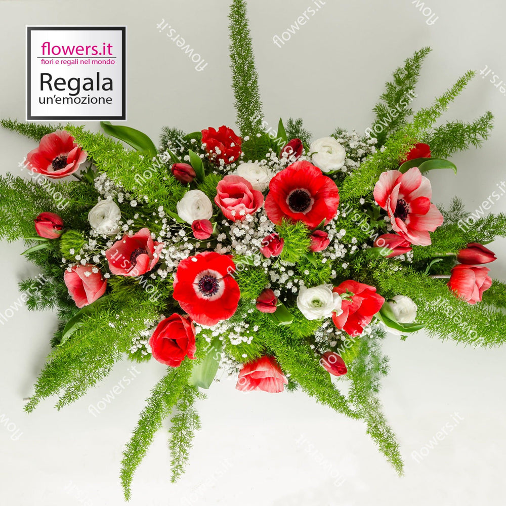 MAGNIFICA SORPRESA - Anemoni, tulipani, ranuncoli, gypsofila, green trek - Anemoni, tulipani, ranuncoli con gypsophila. | Flowers Delivery Consegna Fiori a Domicilio