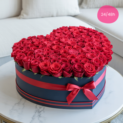 RED HEART - Box of 100 Red Roses