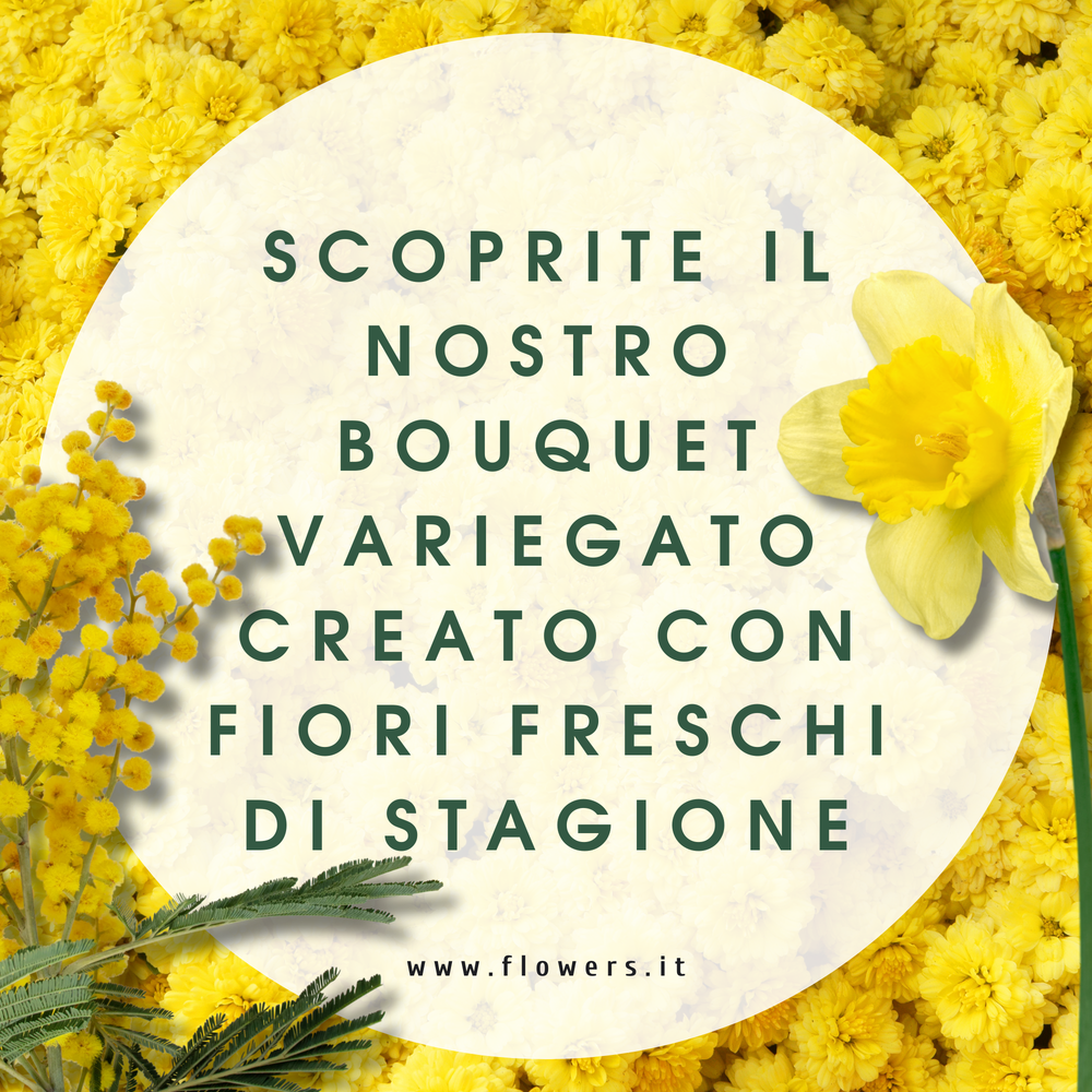 CREATIVITA' SOLARE – Bouquet del Fiorista con Fiori Gialli e Mimosa