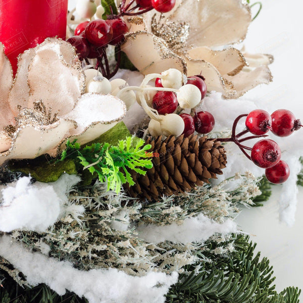 Composizione 30 cm con bacche, pigne, e rami di abete. | Consegna Fiori a Domicilio per Natale