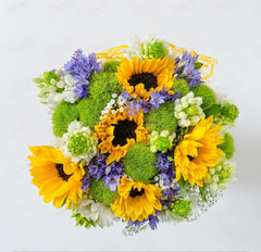 VITALITY - Sunflowers, ornithogalum, green trek and flowers by Fabiola