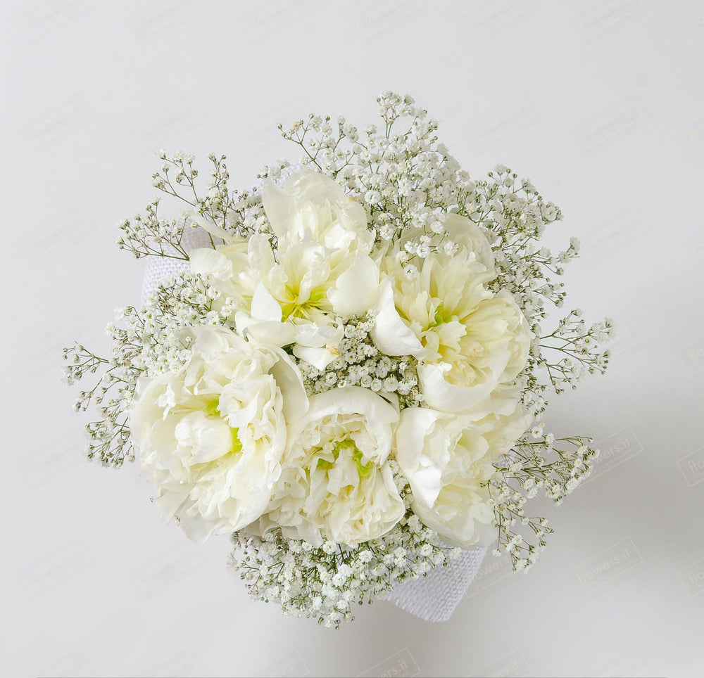 LIETO EVENTO - Peonia bianca - Peonie bianche con verde decorativo. | Flowers Delivery Consegna Fiori a Domicilio
