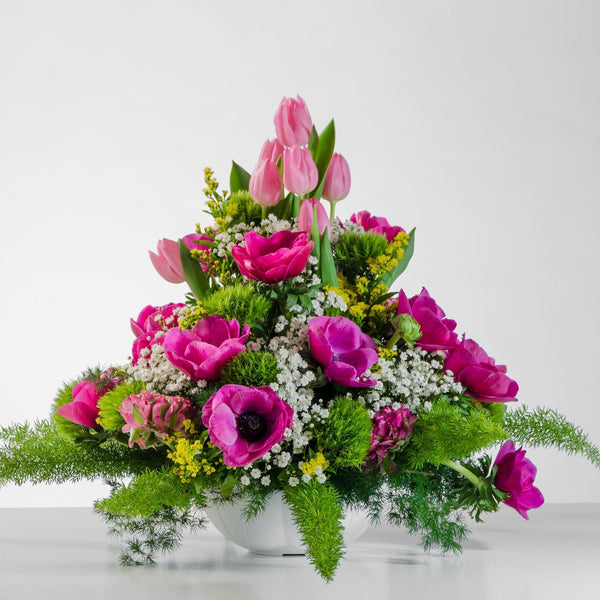 Bouquet vivace con fiori di stagione e verde. | Consegna Fiori a Domicilio per Compleanni, Compleanno, Festa della Donna, Festa della Mamma, Laurea, Nascita, Pasqua, Primavera, PRIMAVERA ESTATE