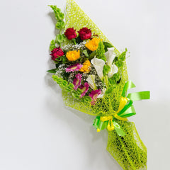 TRUST - Calla lilies, roses, sunflowers and gerberas in a bundle