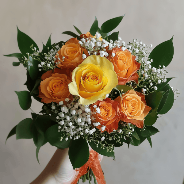 Bouquet piccolo di Girasoli e Fiori Mix Giallo e Arancio | Consegna Fiori a Domicilio per Compleanno, Festa del Papà, Festa della Donna, Festa della Mamma, Laurea, Nascita, Pasqua
