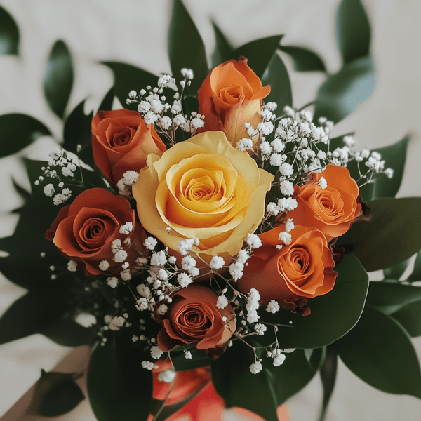 Bouquet piccolo di Girasoli e Fiori Mix Giallo e Arancio | Consegna Fiori a Domicilio per Compleanno, Festa del Papà, Festa della Donna, Festa della Mamma, Laurea, Nascita, Pasqua