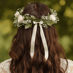 SUCCESS - Laurel wreath with white roses and gypsophila