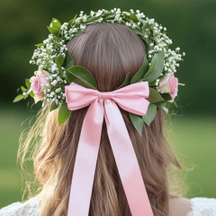 SUCCESS - Laurel wreath with pink roses and gypsophila