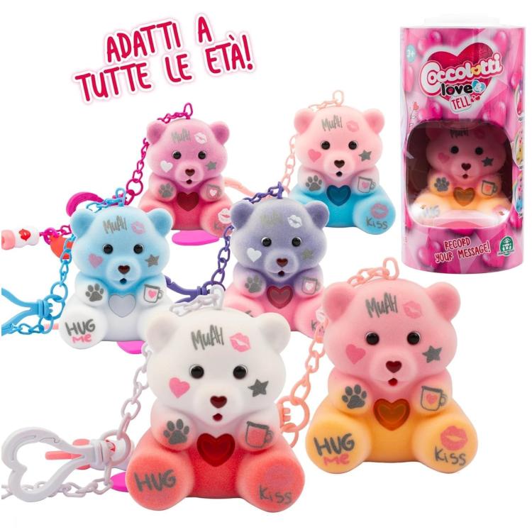 Giochi Preziosi - Coccolotti: Love & Tell - Peluche Orsetto Colorato Portachiavi