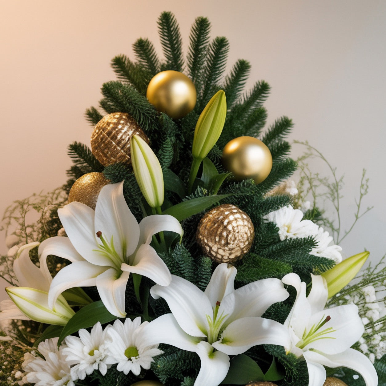 MAGIA D'INVERNO – Albero di Natale con Decorazioni Bianche e Dorate