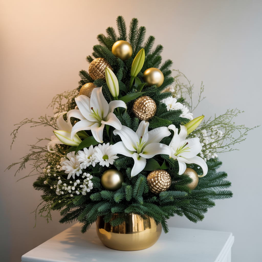 MAGIA D'INVERNO – Albero di Natale con Decorazioni Bianche e Dorate