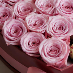 CUORE DI DOLCEZZA – Cuore di Rose Rosa e Cioccolatini