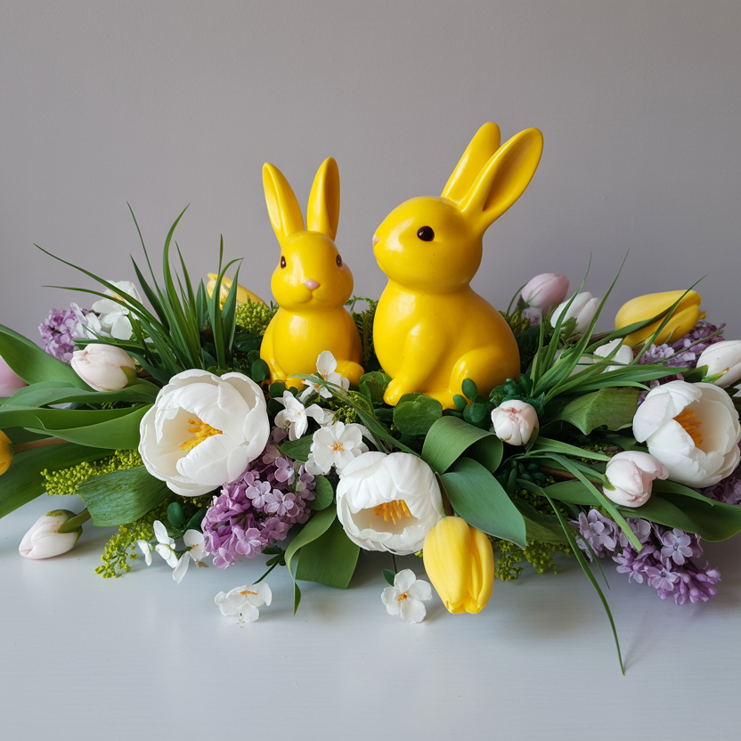 AURA PASQUALE – Centrotavola Floreale con Sfumature di Primavera