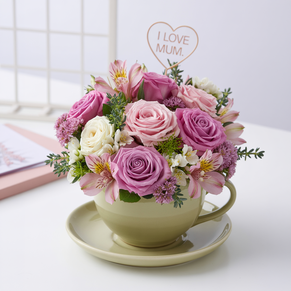 COCCOLA FIORITA – Tazza con Fiori Misti in Toni Rosati