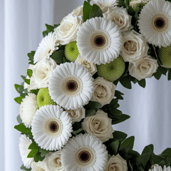 HARMONIOUS REMEMBRANCE - Funeral Wreath with White Gerberas and Mixed Flowers