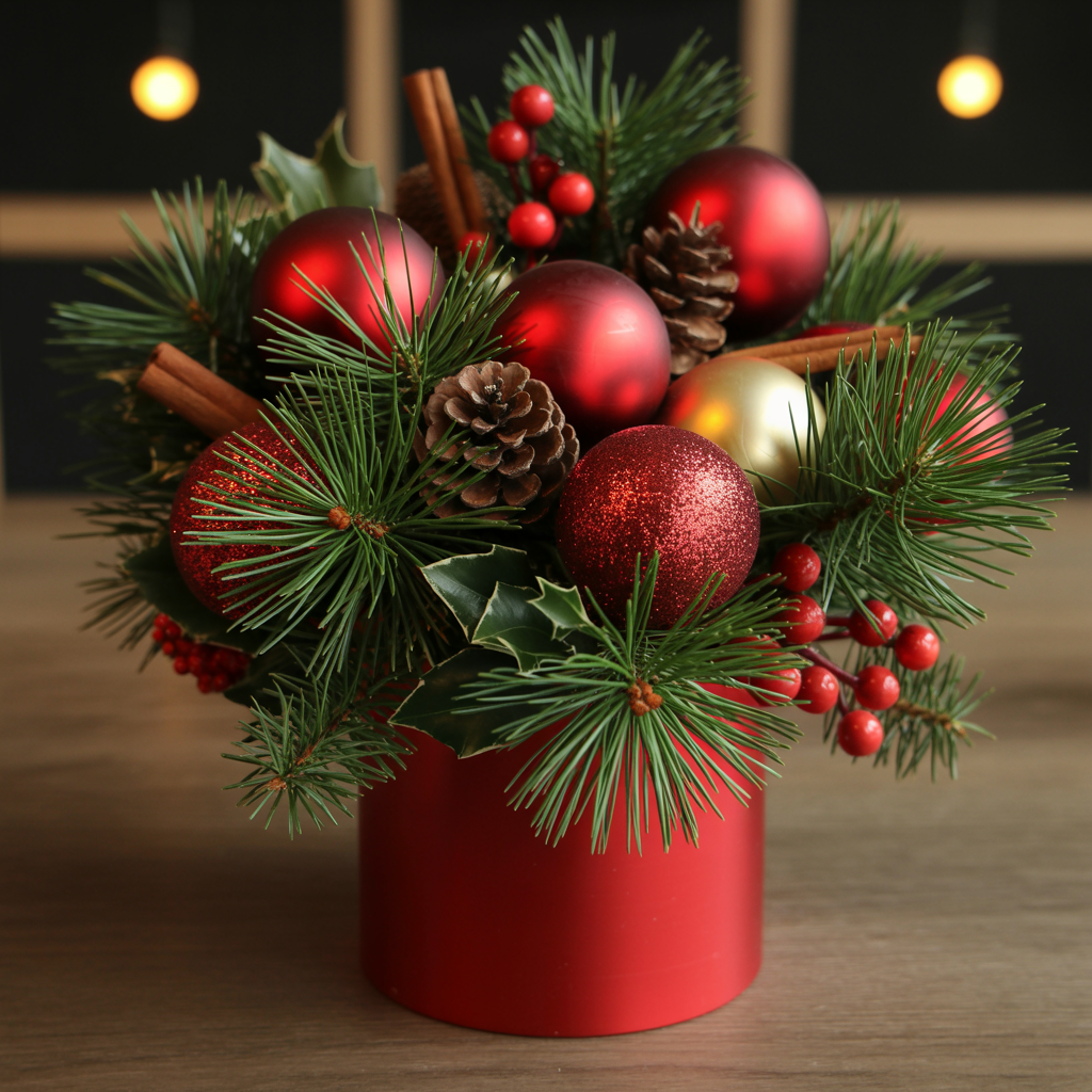 MAGIA NATALIZIA – Flower Box con Rami di Abete e Pigne (Colorazione a Scelta del Fiorista)