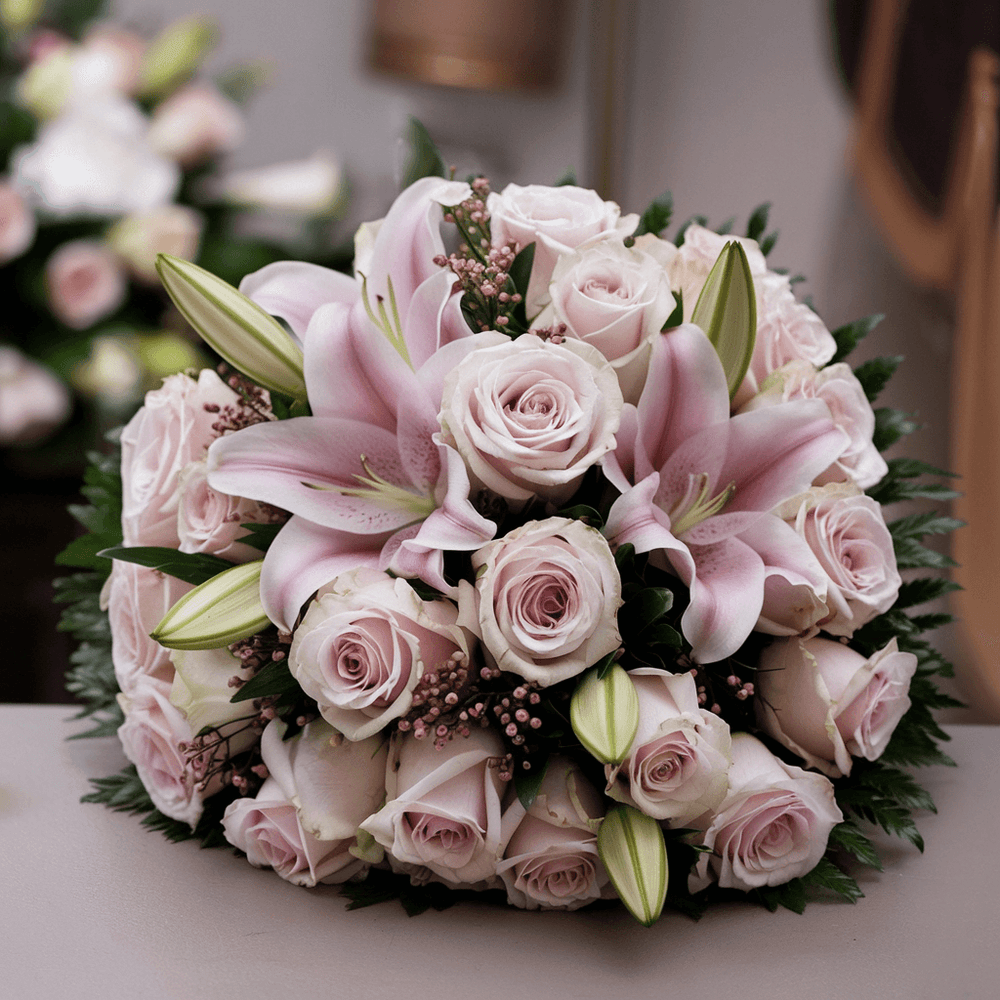Bouquet Piccolo di Rose Rosa e Lilium | Consegna Fiori a Domicilio per CONDOGLIANZE