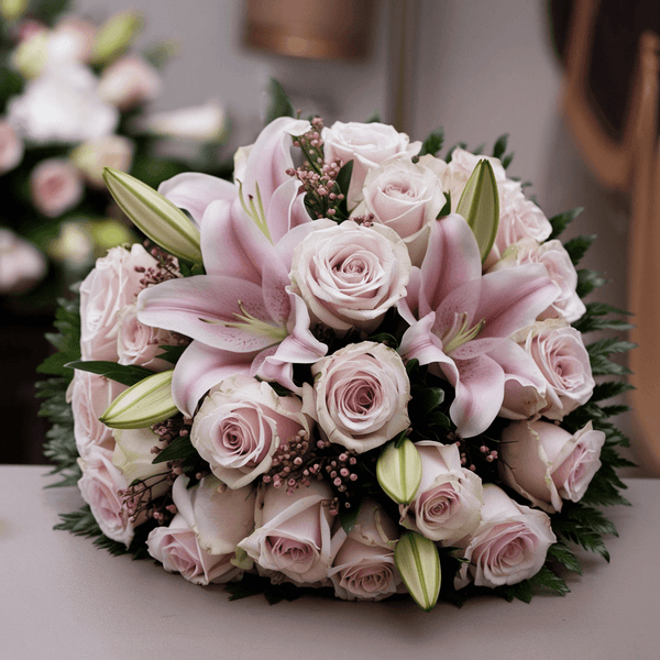Bouquet Piccolo di Rose Rosa e Lilium | Consegna Fiori a Domicilio per CONDOGLIANZE