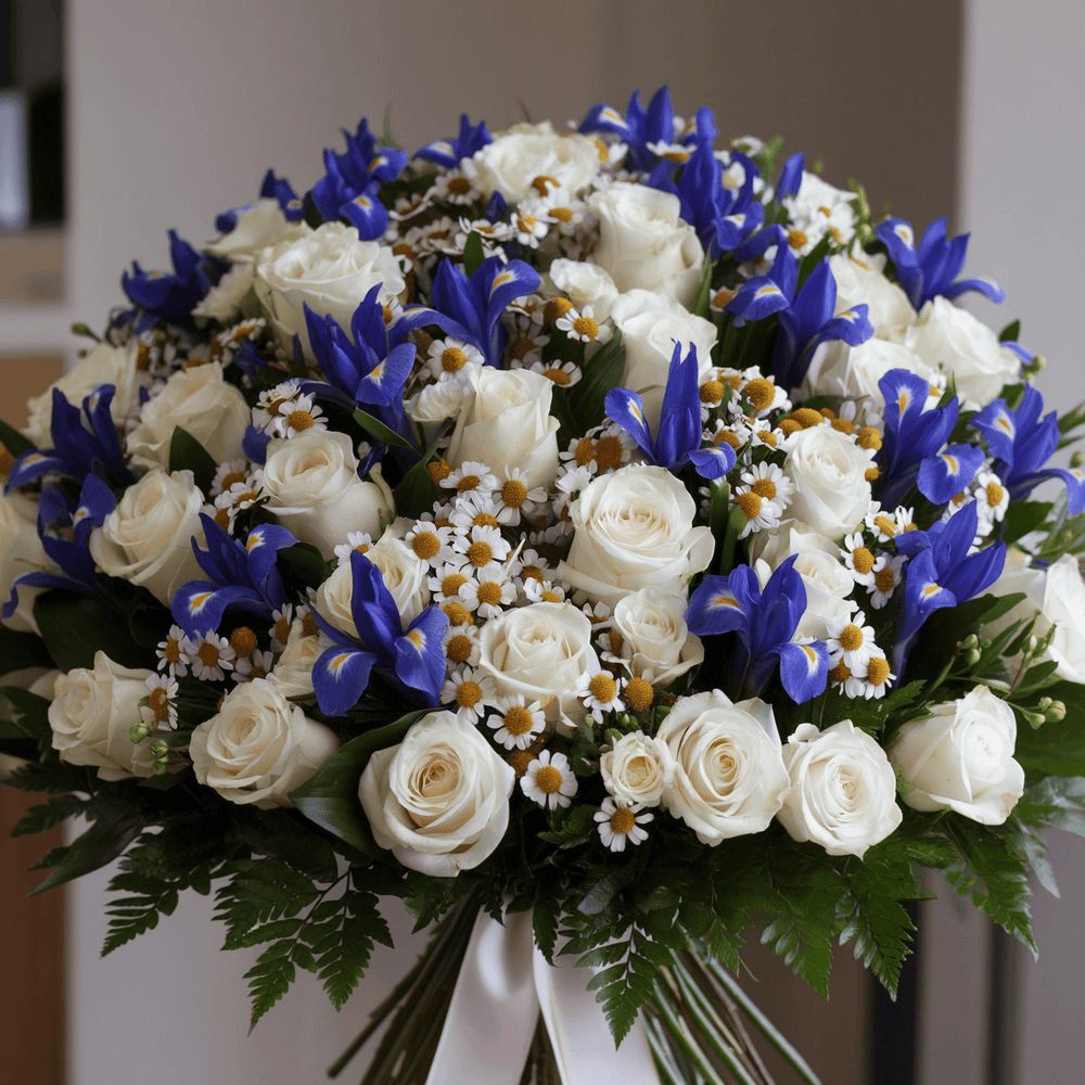 Bouquet piccolo di Rose Bianche e Iris | Consegna Fiori a Domicilio per ANNIVERSARI, Compleanno, Festa della Donna, Festa della Mamma, Laurea, MATRIMONIO, Nascite, Pasqua, RINGRAZIAMENTI, SAN VALENTINO