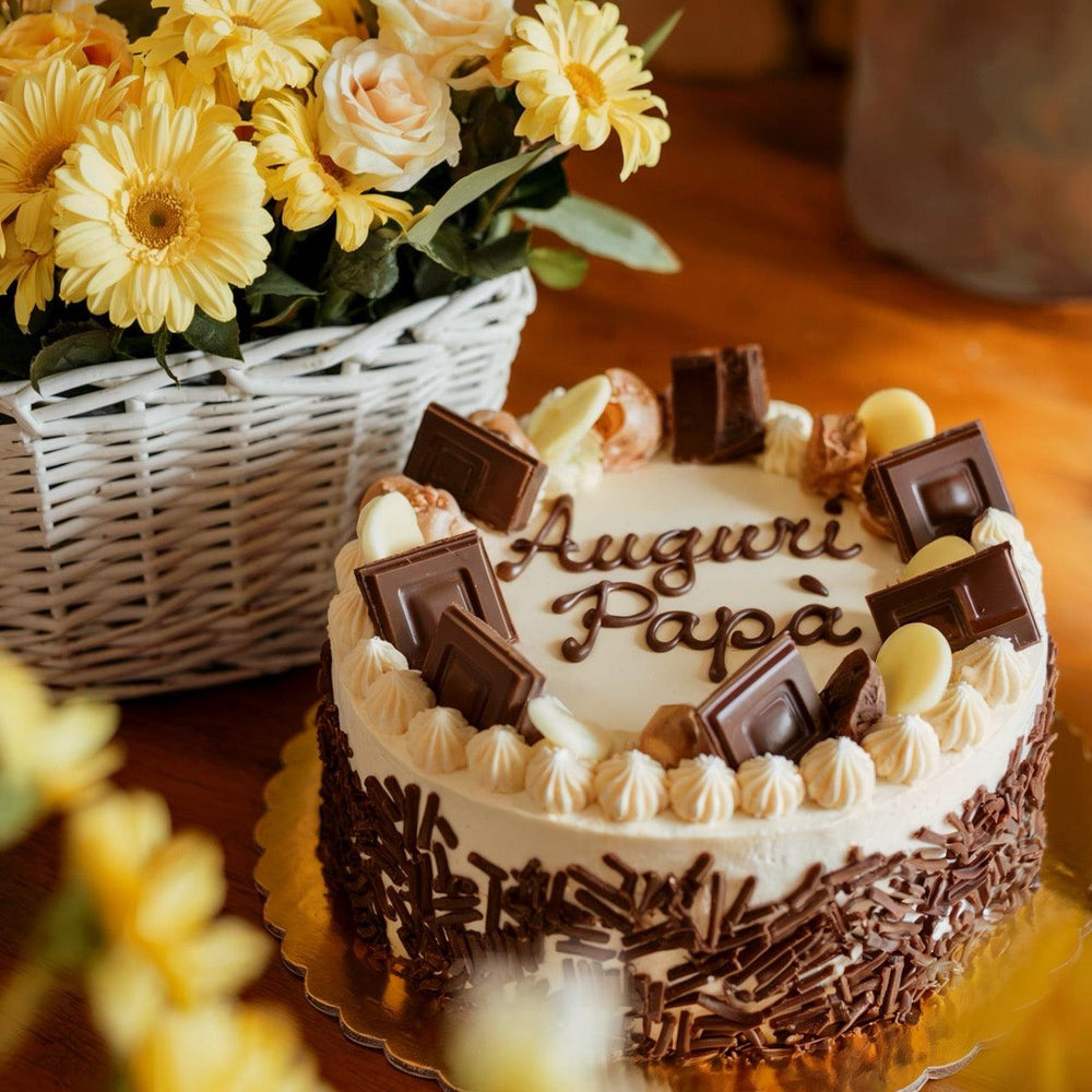Ciotola di Gerbere e Tulipani con Torta | Consegna Fiori a Domicilio per Compleanno, Festa del Papà, Pasqua, RINGRAZIAMENTI