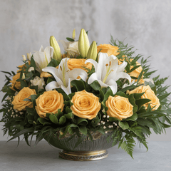 LUMINOUS MEMORY - Yellow Roses and White Flowers