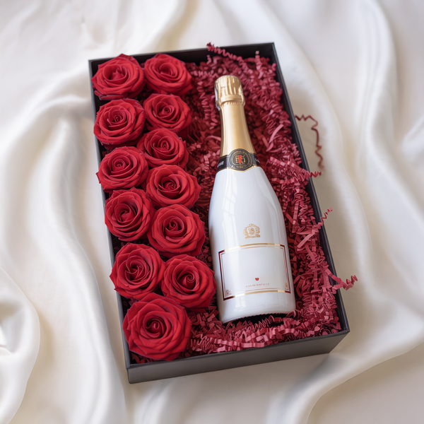 Scatola piccola di Rose Rosse con Spumante | Consegna Fiori a Domicilio per ANNIVERSARI, Compleanni, Compleanno, Festa della Donna, Festa della mamma, MATRIMONIO, Nascita, RINGRAZIAMENTI, SAN VALENTINO