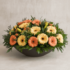 SOLAR MEMORY - Funeral Bowl with Yellow and Orange Gerberas