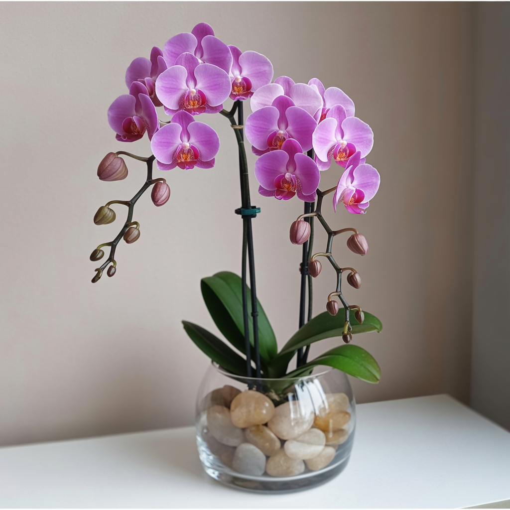 ETERNA ELEGANZA – Doppia Orchidea Rosa in Vaso