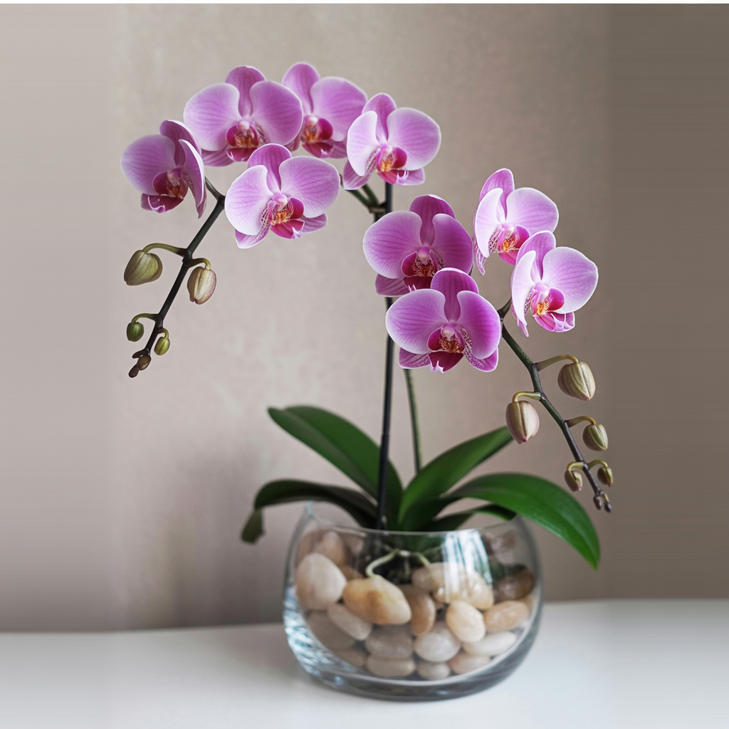 ETERNA ELEGANZA – Doppia Orchidea Rosa in Vaso