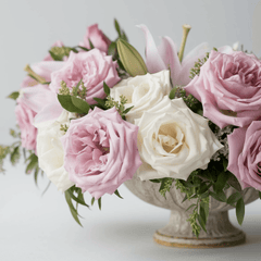 ETHEREAL DELICACY - Lily Bowl with Pink and White Roses