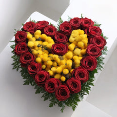 HEART OF GOLD - Heart of Red Roses and Mimosa