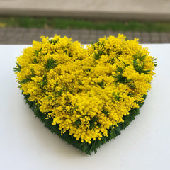 GOLDEN EMBRACE - Heart of Mimosa and Decorative Greenery
