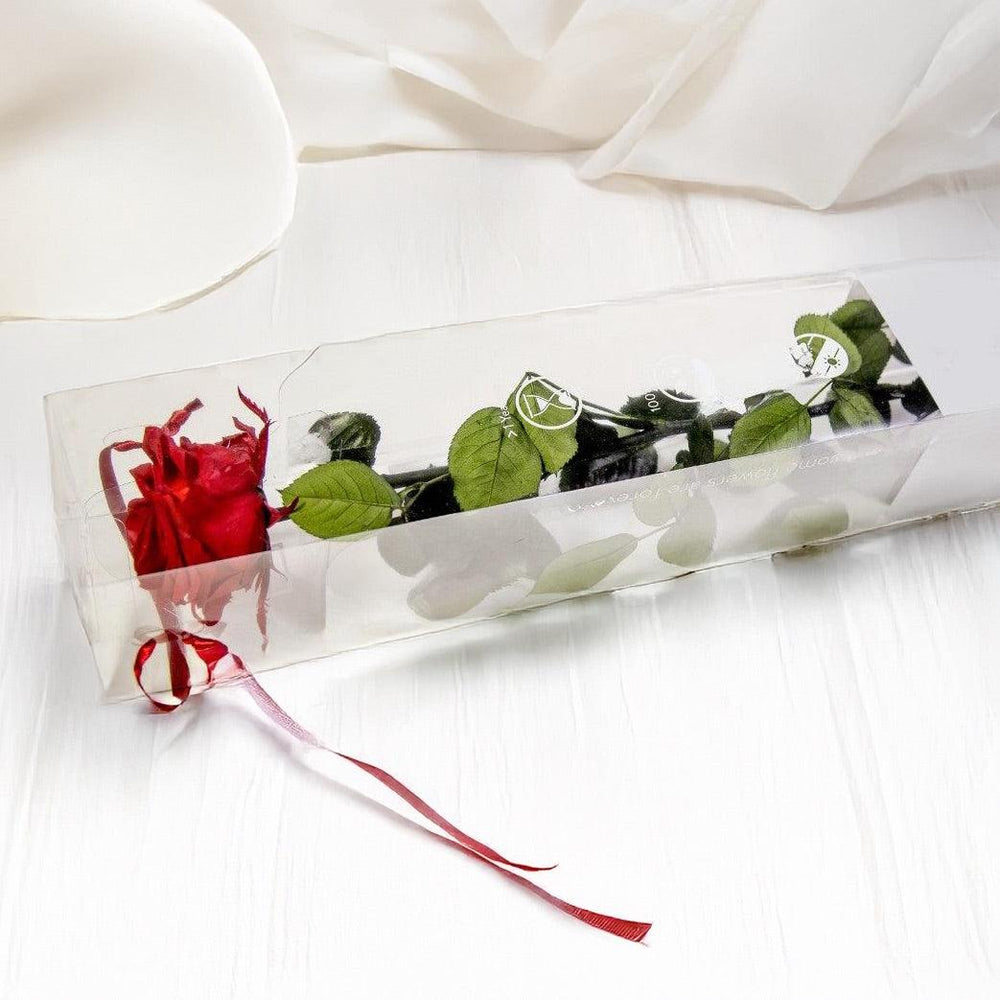 Rosa stabilizzata a gambo in box elegante. | Consegna Fiori a Domicilio per ANNIVERSARI, ANNIVERSARIO, Compleanno, Festa del Papà, Festa della Donna, Laurea, Natale, SAN VALENTINO