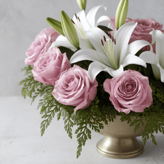 ETHEREAL DELICACY - Lily Bowl with Pink and White Roses