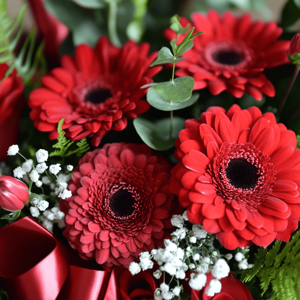 Bouquet piccolo di Rose Rosse, Gerbere e Gypsophila | Consegna Fiori a Domicilio per Compleanni, Compleanno, Festa del Papà, Festa della Donna, Festa della Mamma, Laurea, SAN VALENTINO